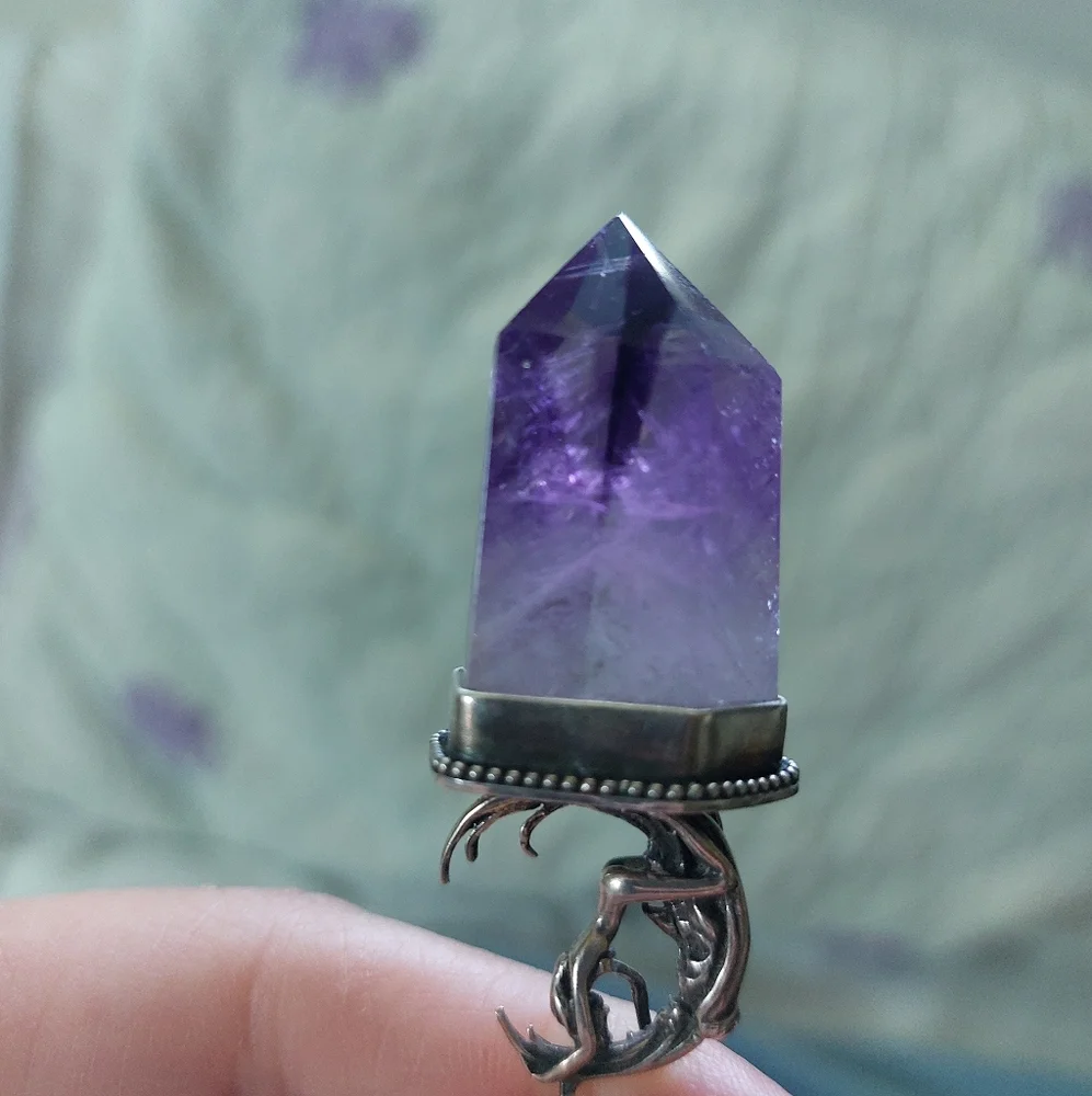OOAK Amethyst Point Moon Rider Pendant - Picture 4 of 4